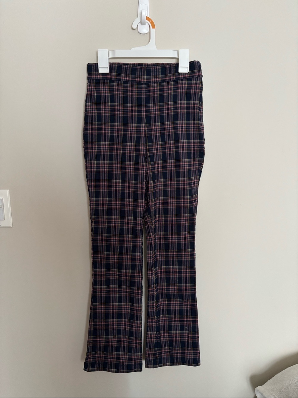 Urban Outfitters Navy and Pink Plaid Bootcut Pants